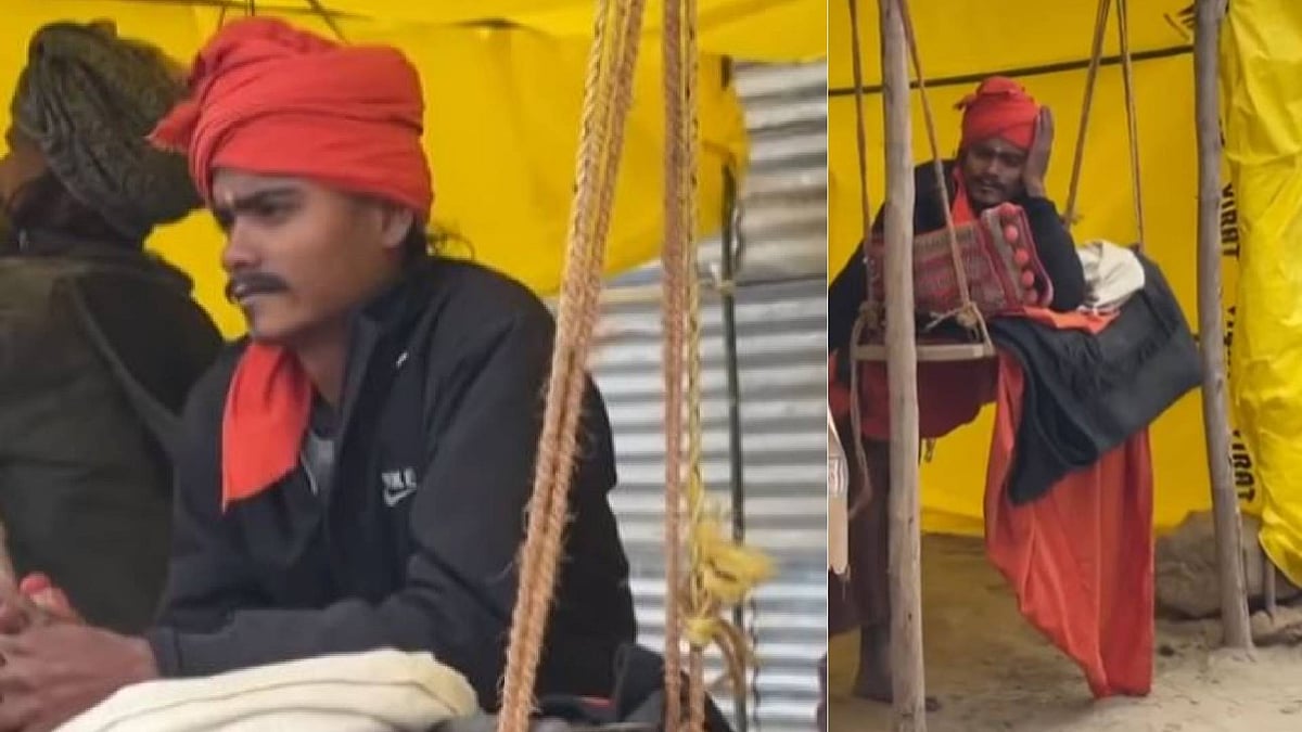 ಮಾಘ ಮೇಳದಲ್ಲಿ ಗಮನ ಸೆಳೆದ ಏಳು ವರ್ಷಗಳಿಂದ ಒಂದೇ ಕಾಲಿನಲ್ಲಿ ನಿಂತಿರುವ 26ರ ಸಾಧು!