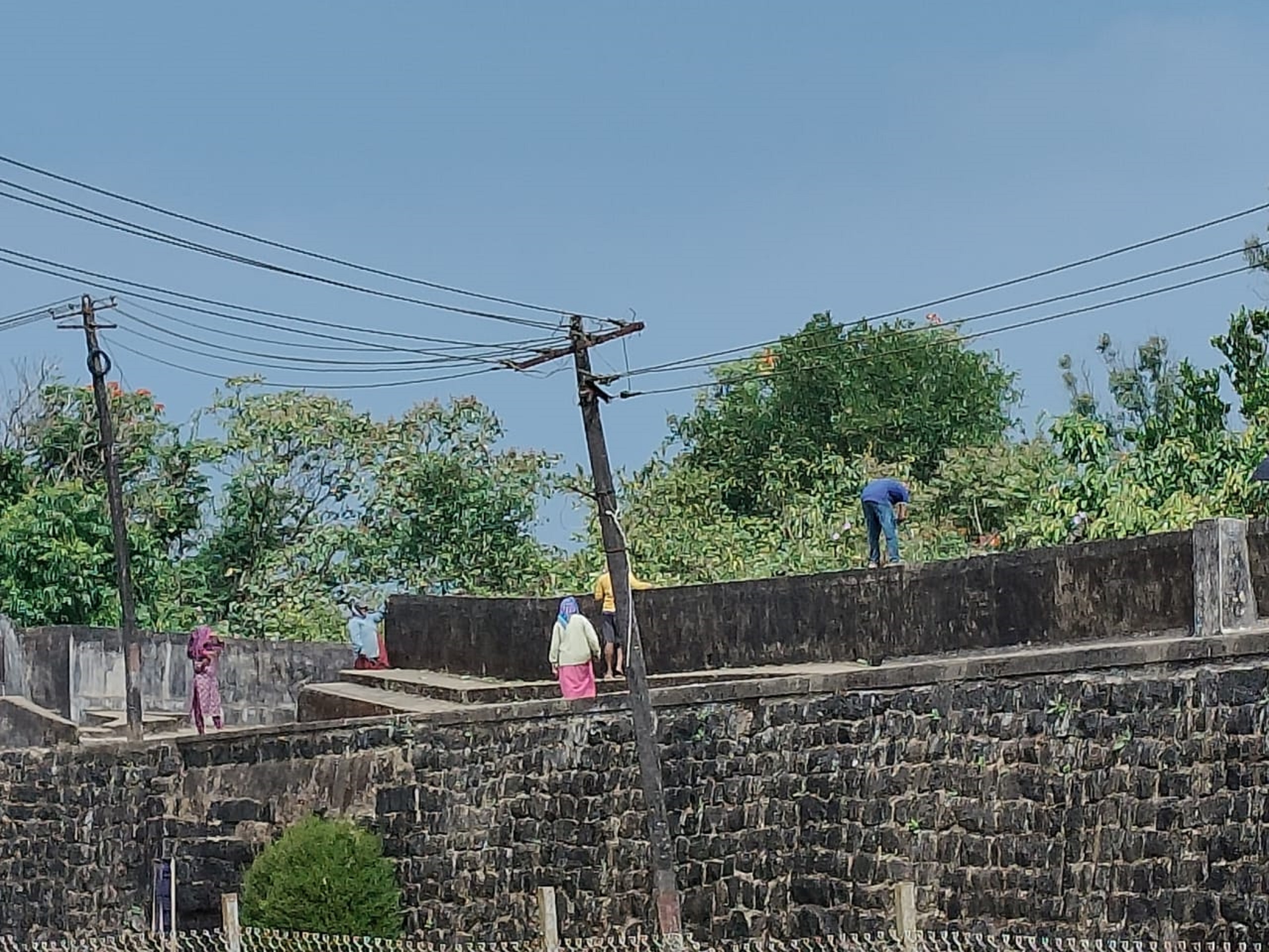 ಮಡಿಕೇರಿಯ ಐತಿಹಾಸಿಕ ಕೋಟೆಯ ಮೇಲೆ ಬೆಳೆದಿದ್ದ ಎಲ್ಲ ಗಿಡಗಂಟಿಗಳನ್ನು ತೆರವುಗೊಳಿಸುತ್ತಿರುವುದು ಬುಧವಾರ ಕಂಡು ಬಂತು
