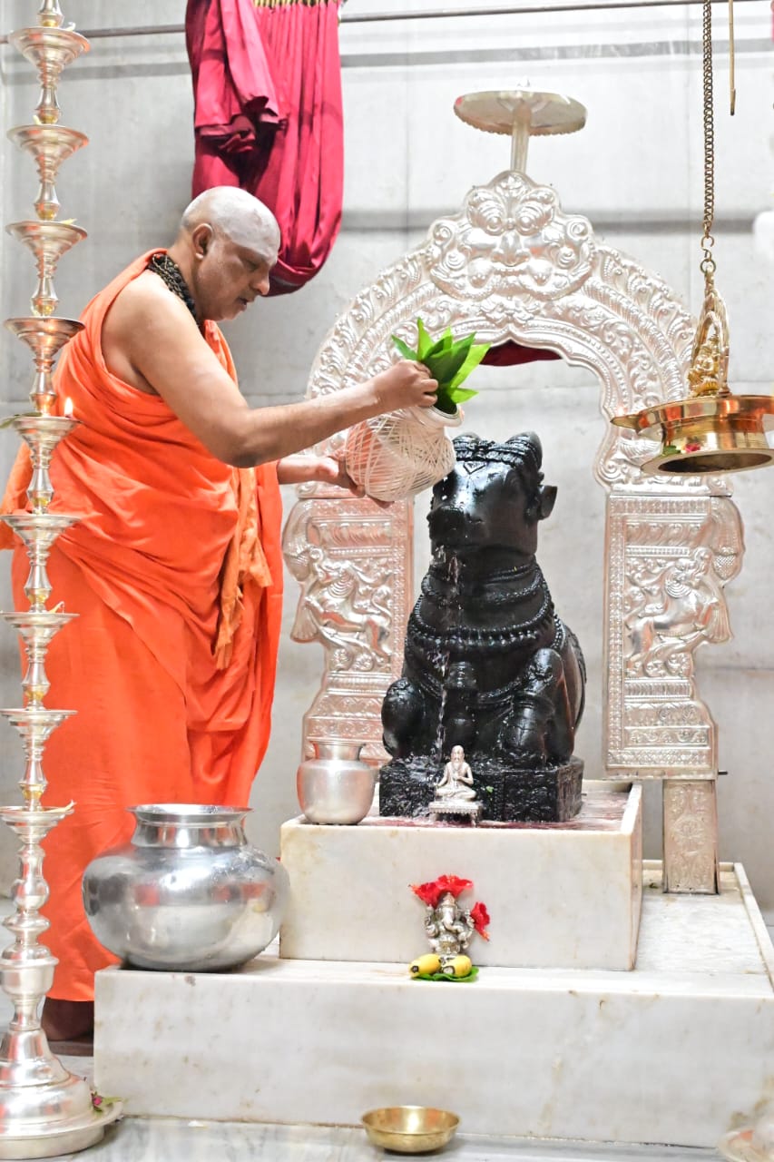 ಸುತ್ತೂರು ಶಿವರಾತ್ರಿ ದೇಶಿಕೇಂದ್ರ ಸ್ವಾಮೀಜಿ ಬುಧವಾರ ಕತೃ ಗದ್ದುಗೆಗೆ ಪೂಜೆ ಸಲ್ಲಿಸಿದರು