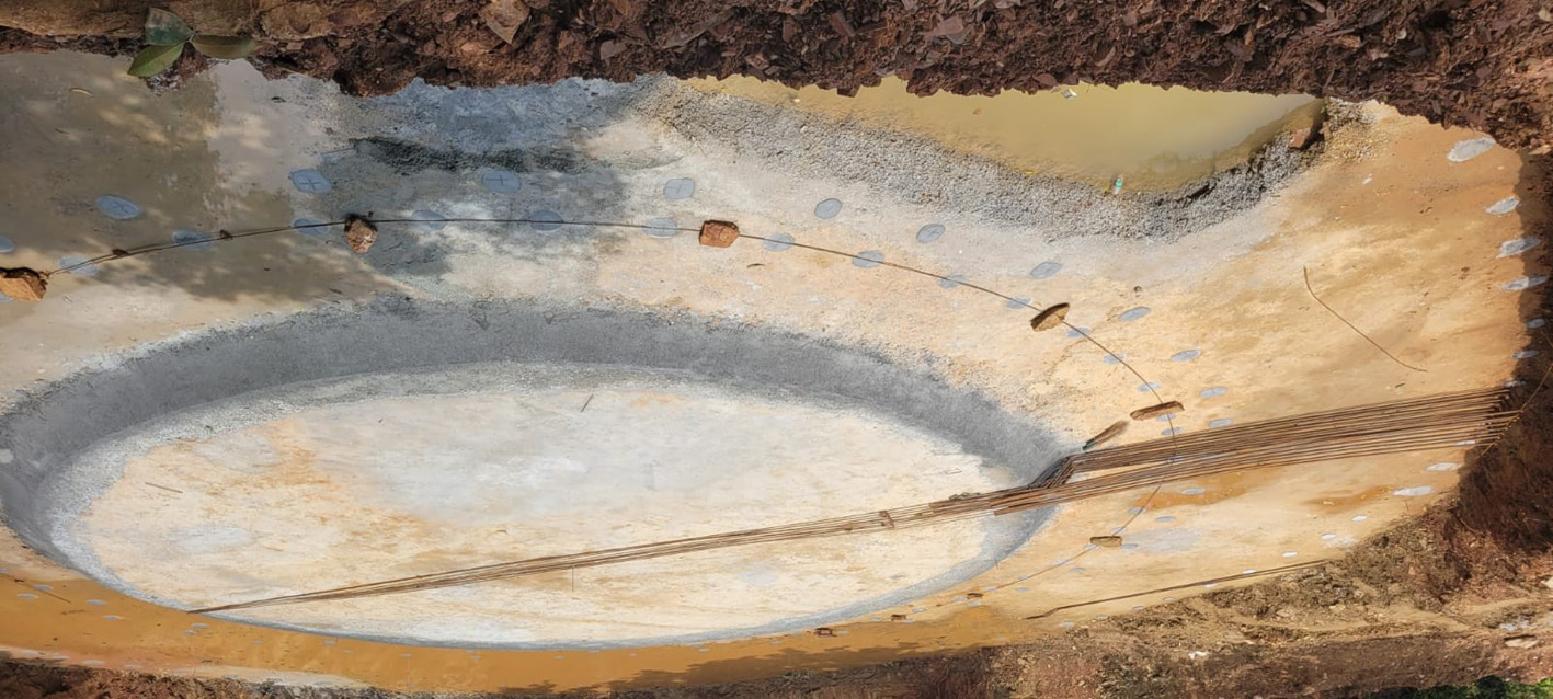 ನೀರು ಪೂರೈಕೆಯ ಕಾಮಗಾರಿಗಾಗಿ ನಿರ್ಮಾಣ ಹಂತದಲ್ಲಿರುವ ನೆಲಮಟ್ಟದ ಜಲಾಗಾರ