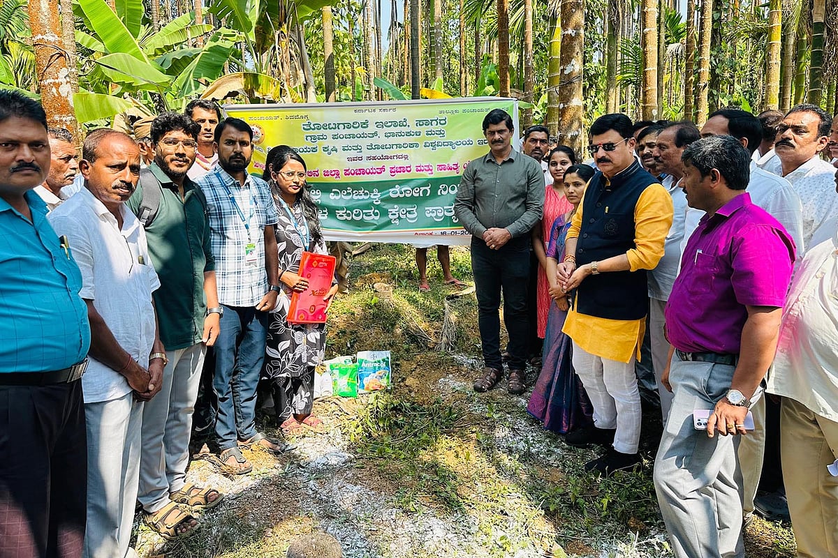 ಎಲೆಚುಕ್ಕಿ ರೋಗವು ಅಡಿಕೆ ಬೆಳೆಗಾರರ ಪಾಲಿಗೆ ಶಾಪ: ಶಾಸಕ ಗೋಪಾಲಕೃಷ್ಣ ಬೇಳೂರು