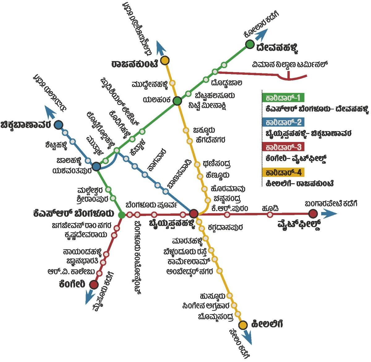 ಬಿಎಸ್‌ಆರ್‌ಪಿ ಕಾರಿಡಾರ್‌ಗಳ ನಕ್ಷೆ