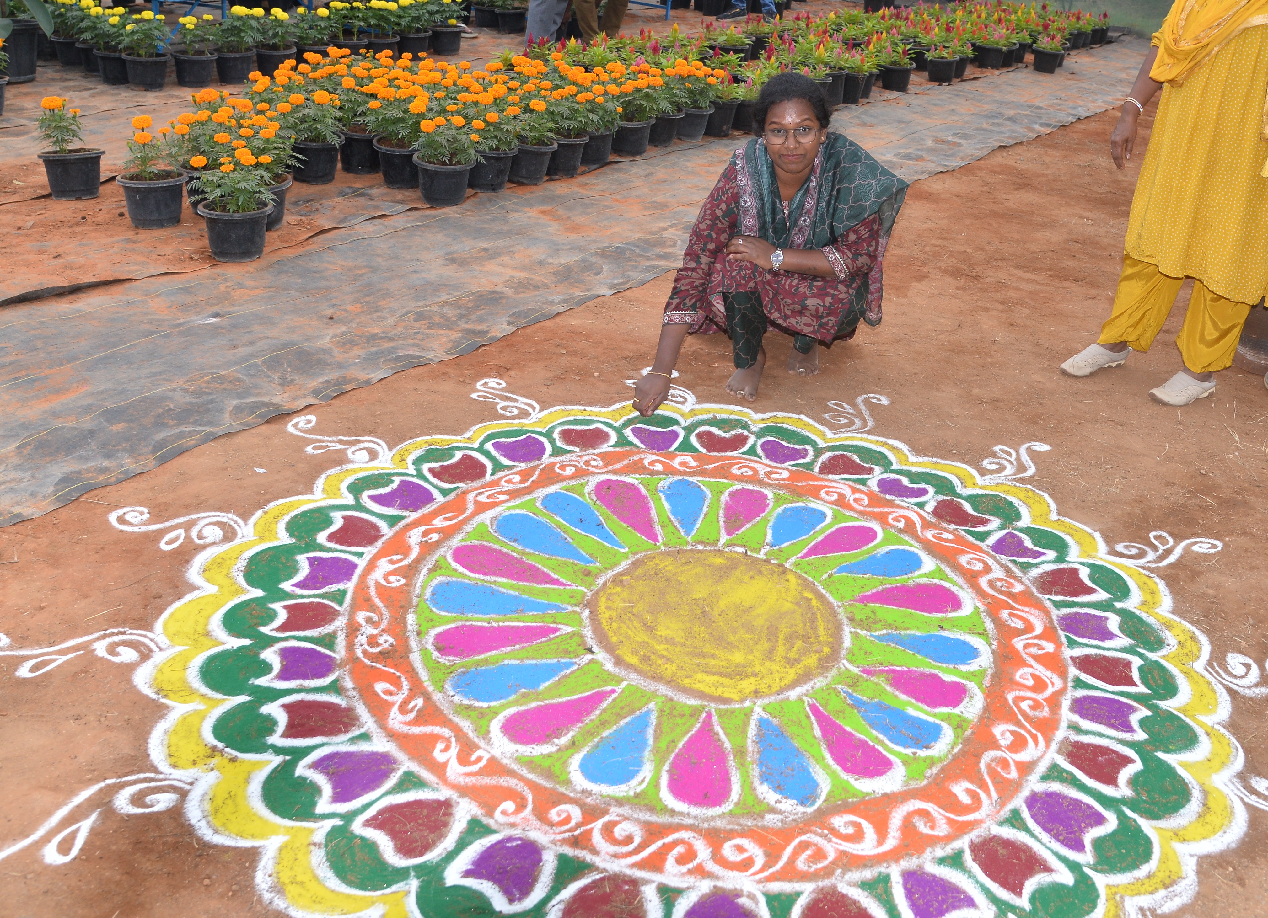 ಫಲಪುಷ್ಪ ಪ್ರದರ್ಶನಕ್ಕೆ ರಂಗೋಲಿಯ ಸೊಬಗು