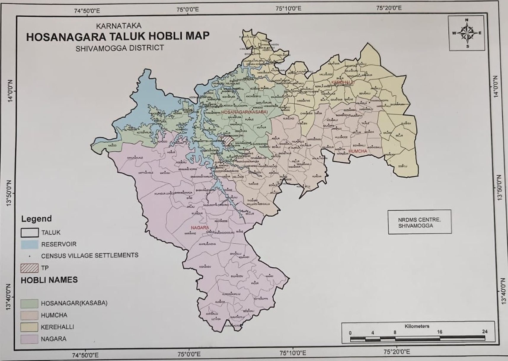ಹೊಸನಗರ ತಾಲ್ಲೂಕಿನ ನಕ್ಷೆ