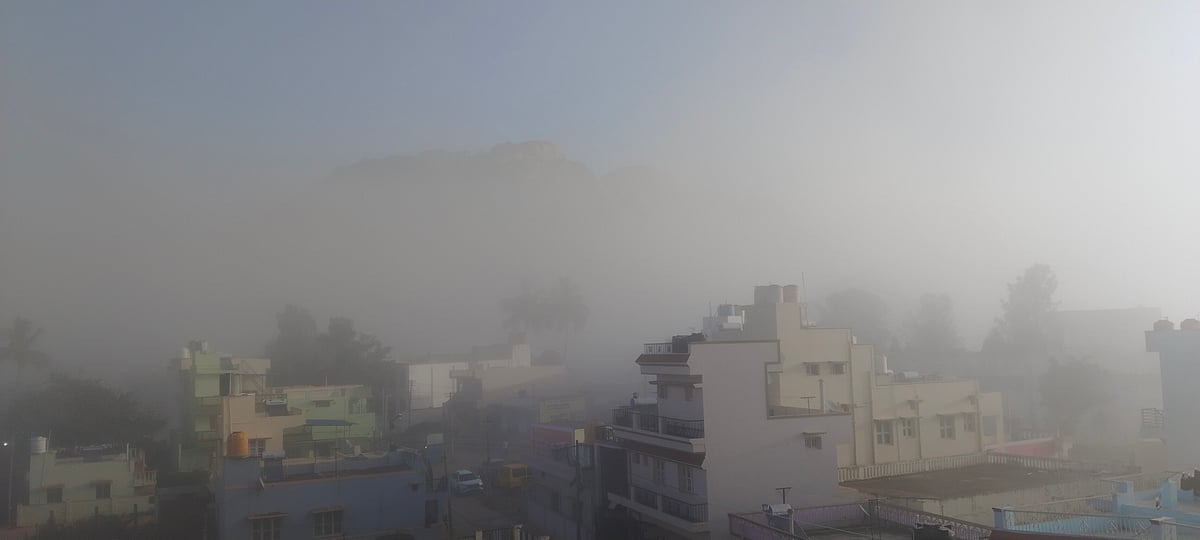 ಕೈವಾರಕ್ಕೆ ದಟ್ಟ ಮಂಜಿನ ಹೊದಿಕೆ