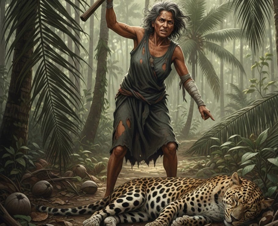 ತೆಂಗಿನ ಗರಿ ಹಿಡಿದು ಚಿರತೆ ವಿರುದ್ಧ ಹೋರಾಡಿ ಗೆದ್ದ 50 ವರ್ಷದ ಮಹಿಳೆ!