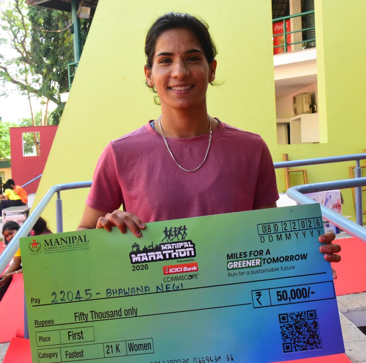ಮಹಿಳೆಯರ ಹಾಫ್‌ ಮ್ಯಾರಥಾನ್‌ನಲ್ಲಿ ಪ್ರಥಮ ಸ್ಥಾನ ಪಡೆದ ಭಾವನಾ ನೇಗಿ