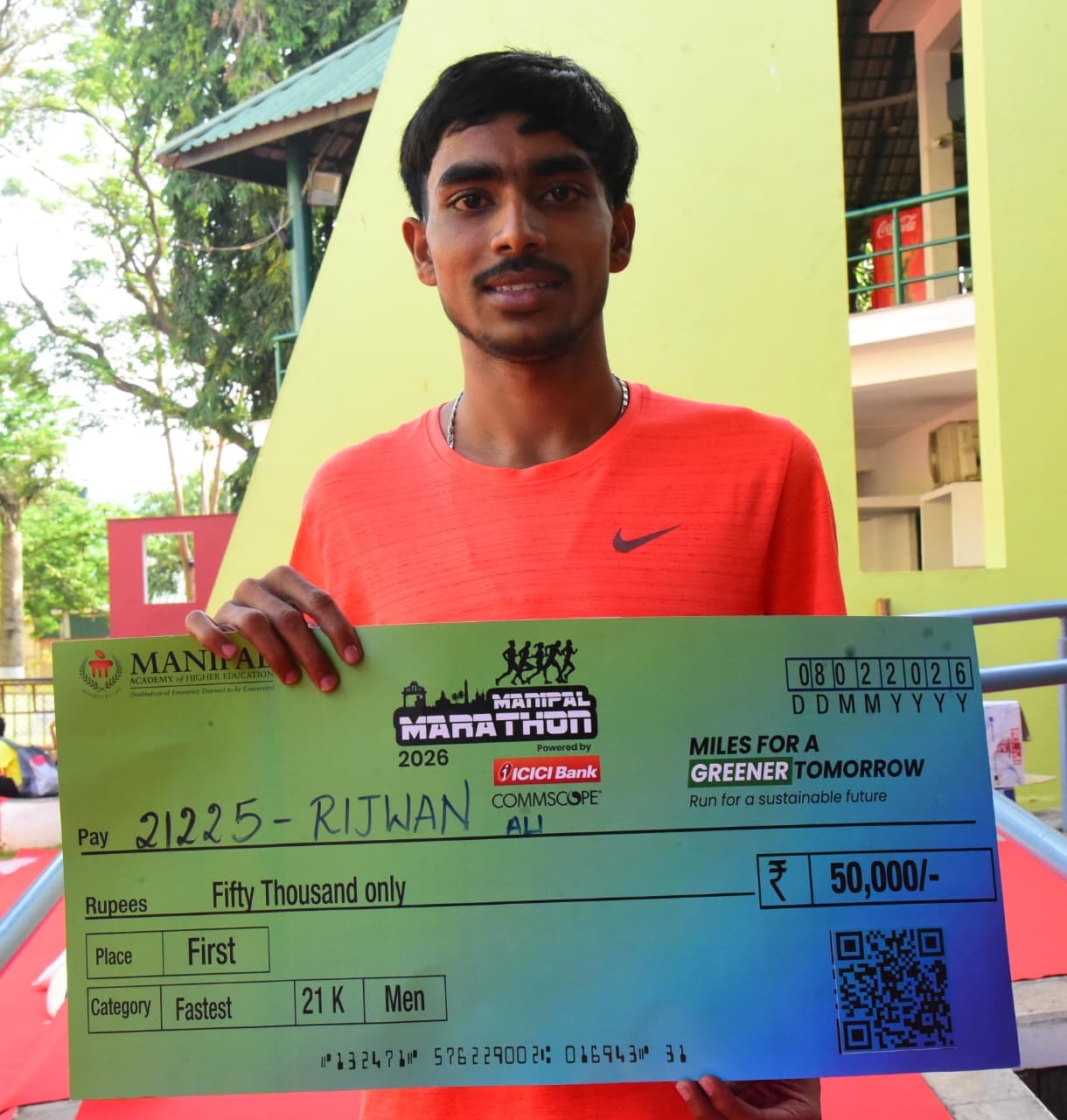 ಪುರುಷರ ಹಾಫ್‌ ಮ್ಯಾರಥಾನ್‌ನಲ್ಲಿ ಪ್ರಥಮ ಸ್ಥಾನ ಪಡೆದ ರಿಜ್ವಾನ್‌ ಅಲಿ