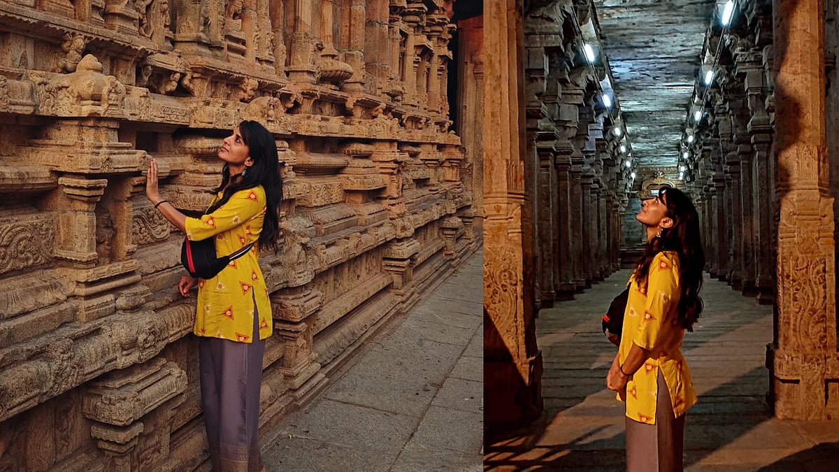 ತಮಿಳುನಾಡಿನ ರಂಗನಾಥಸ್ವಾಮಿ ದೇಗುಲದ ವಾಸ್ತುಶಿಲ್ಪಕ್ಕೆ ಮನಸೋತ ನಟಿ ಸಿಂಧು ಲೋಕನಾಥ್