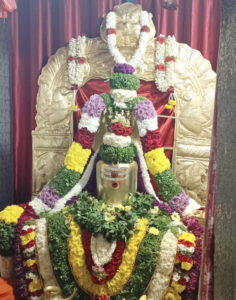 ರಾಮನಗರದ ಐಜೂರಿನ ಮಲ್ಲೇಶ್ವರದ ದೇವರ ಮೂರ್ತಿಗೆ ವಿಶೇಷಾಲಂಕಾರ ಮಾಡಲಾಗಿತ್ತು