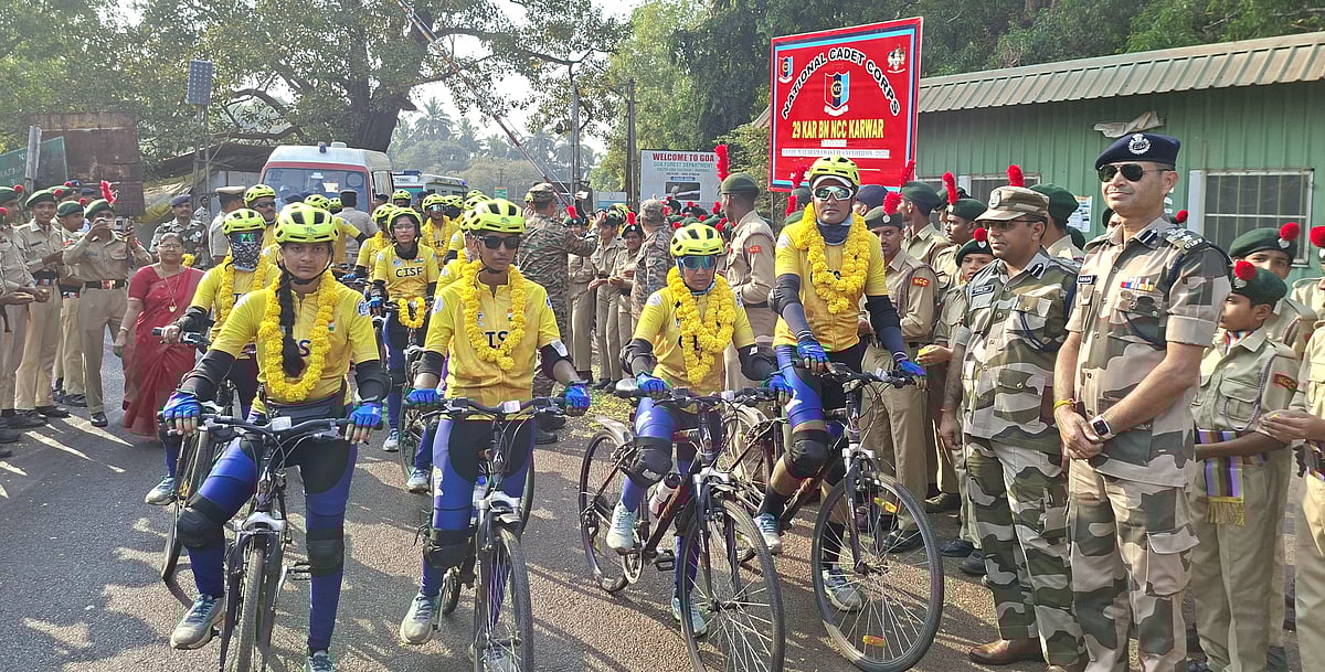 ಕಾರವಾರ | ಸಿಐಎಸ್‌ಎಫ್ ಸೈಕ್ಲಿಸ್ಟ್ ತಂಡಕ್ಕೆ ಅದ್ದೂರಿ ಸ್ವಾಗತ