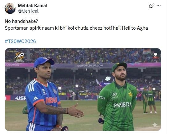 ಸೂರ್ಯಕುಮಾರ್ ಕೈ ಕುಲುಕಲು ಮುಂದಾಗ ಅಲಿ ‌ಅಘಾ ನಿರಾಕರಿಸಿದರು ಎಂಬುದು ಸುಳ್ಳು