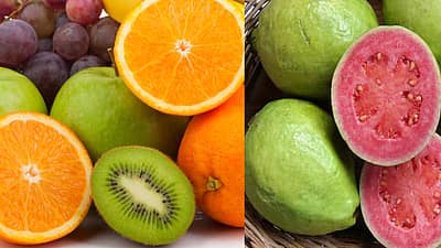  ಸೀಬೆಹಣ್ಣು ಕಿತ್ತಳೆ ಹಣ್ಣಿಗಿಂತಲೂ ಅಧಿಕ ‘ವಿಟಮಿನ್ ಸಿ’ ಅಂಶವನ್ನು ಒಳಗೊಂಡಿದೆ. ದಿನಕ್ಕೊಂದು ಸೀಬೆ ಹಣ್ಣನ್ನು ಸೇವನೆ ಮಾಡುವುದರಿಂದ ಚರ್ಮದ ಆರೋಗ್ಯಕ್ಕೆ ಸಹಕಾರಿ.