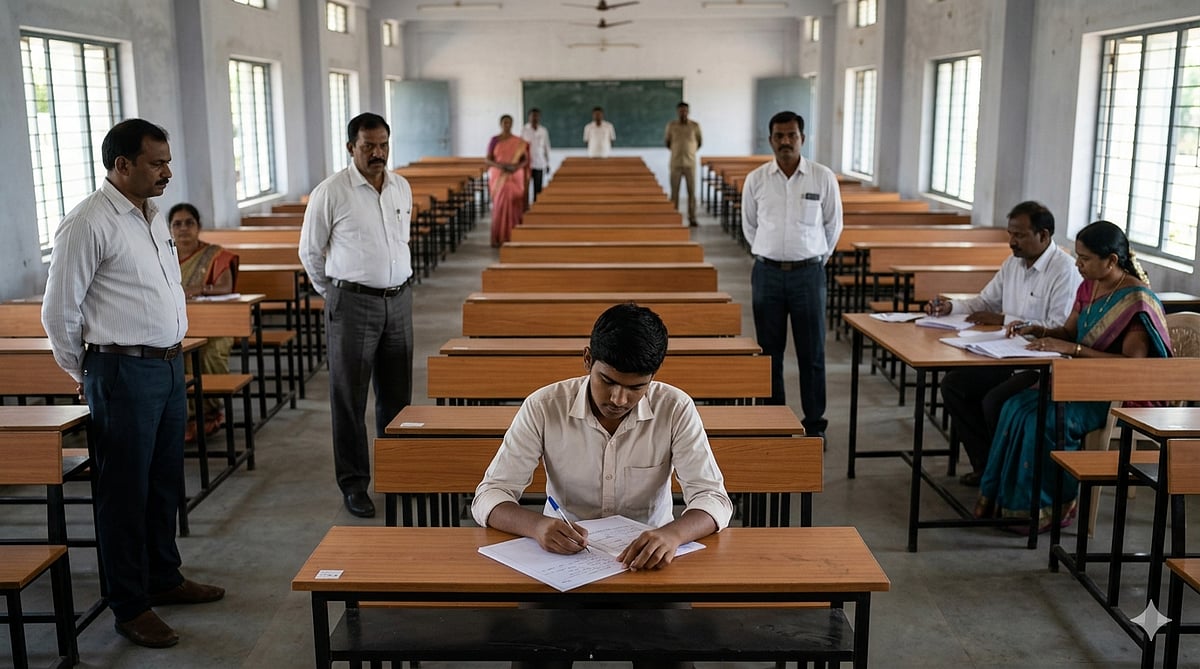 ದ್ವಿತೀಯ ಪಿಯು ಪರೀಕ್ಷೆ: ಒಬ್ಬ ವಿದ್ಯಾರ್ಥಿಗೆ 12ಜನ ಪರೀಕ್ಷಾ ಸಿಬ್ಬಂದಿ!  