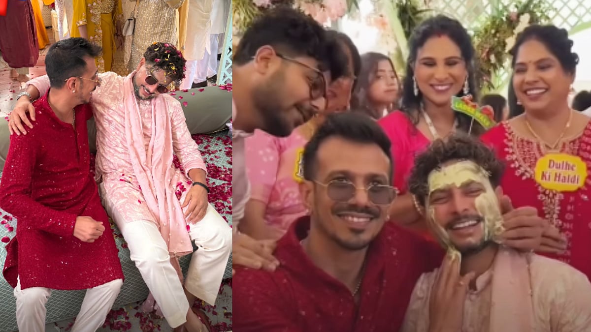 ಸ್ನೇಹಿತ ಕುಲದೀಪ್ ಯಾದವ್ ಹಳದಿ ಶಾಸ್ತ್ರದಲ್ಲಿ ಭಾಗಿಯಾದ ಕ್ರಿಕೆಟಿಗ ಚಾಹಲ್‌ 