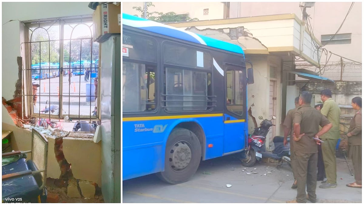 ವಿಡಿಯೊ: ಬಿಎಂಟಿಸಿ ಕಚೇರಿಗೇ ಡಿಕ್ಕಿ ಹೊಡೆದ ಬಿಎಂಟಿಸಿ ಬಸ್‌!