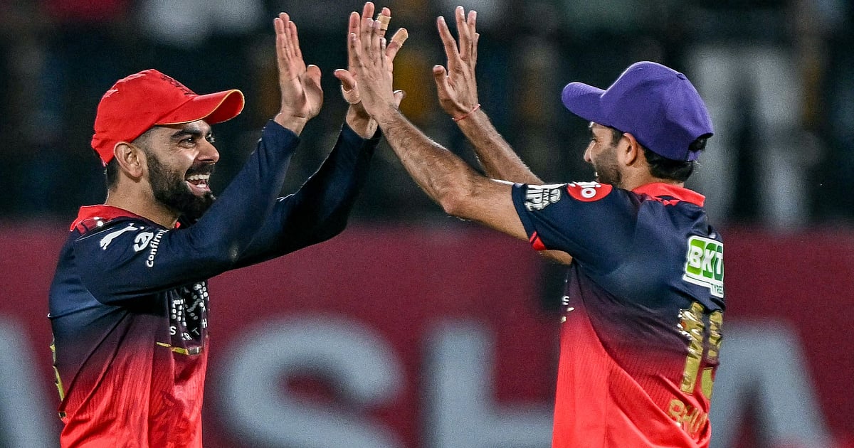 Royal Challengers Bangalore players celebrating after winning an IPL match
