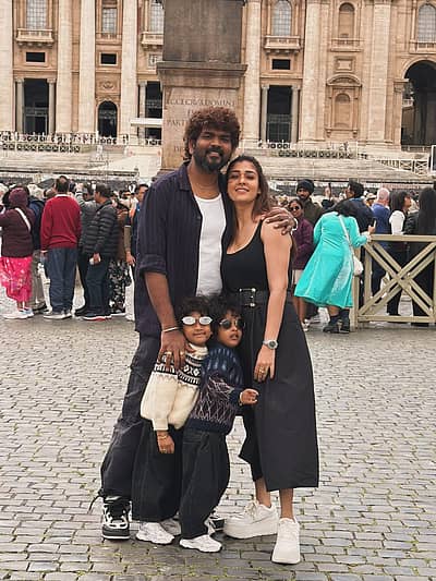 ನಟಿ ನಯನತಾರಾ ಅವರು ಪತಿ ವಿಘ್ನೇಶ್ ಶಿವನ್ ಹಾಗೂ ತಮ್ಮ ಅವಳಿ ಮಕ್ಕಳ ಜೊತೆ ವ್ಯಾಟಿಕನ್ ಸಿಟಿಗೆ ತೆರಳಿದ್ದಾರೆ.