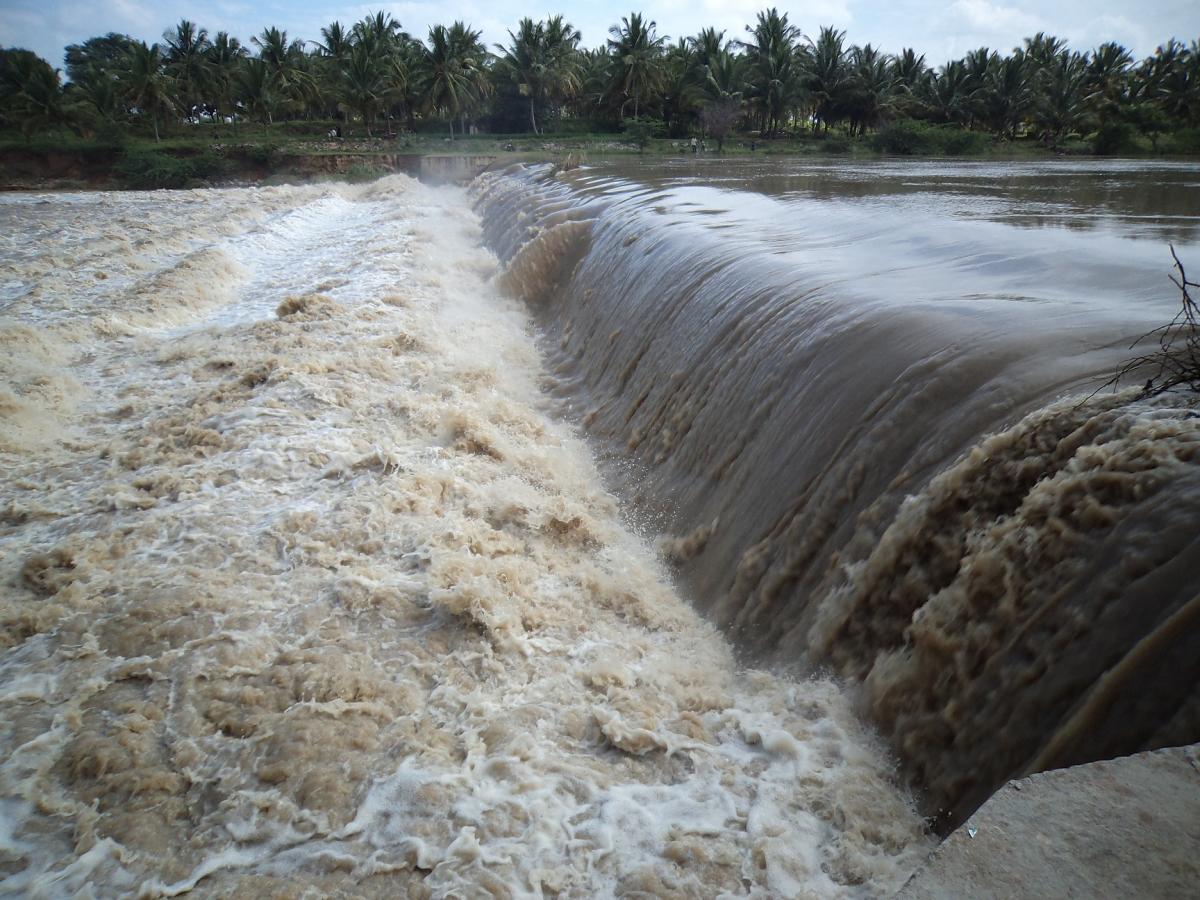 ಮೈದುಂಬಿ ಹರಿಯುತ್ತಿರುವ ವೇದಾವತಿ