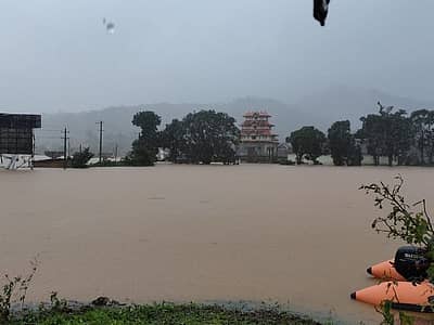 ಭಾಗಮಂಡಲ ಜಲಾವೃತಗೊಂಡಿರುವುದು