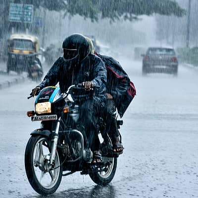 ಹುಬ್ಬಳ್ಳಿಯ ಶಿರೂರು ಪಾರ್ಕ್ ಬಳಿ ಜಿಟಿ ಜಿಟಿ ಮಳೆಯಲ್ಲೇ ಸಾಗುತ್ತಿರುವ ಜನರು ಪ್ರಜಾವಾಣಿ ಚಿತ್ರ/ ತಾಜುದ್ದೀನ್‌ ಆಜಾದ್‌