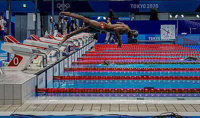 ಈಜುಪಟು ಸಾಜನ್‌ ಪ್ರಕಾಶ್‌ ತಾಲೀಮು (ಚಿತ್ರ: ಪಿಐಬಿ)