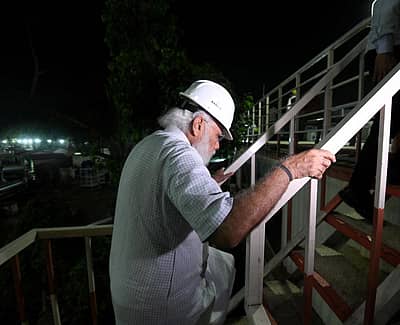 ಕಾಮಗಾರಿ ವೀಕ್ಷಣೆಗೆ ಆಗಮಿಸಿದ ಪ್ರಧಾನಿ ಮೋದಿ – ಪಿಟಿಐ ಚಿತ್ರ