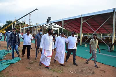 ಜಿಲ್ಲಾ ಉಸ್ತುವಾರಿ ಸಚಿವ ಆನಂದ್‌ ಸಿಂಗ್‌ ಪರಿಶಿಲನೆ ನಡೆಸಿದರು.