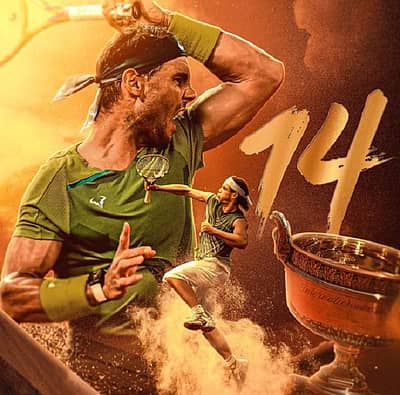 ಈ ಮೂಲಕ ನಡಾಲ್, 14ನೇ ಪ್ರಶಸ್ತಿ ಮುಡಿಗೇರಿಸಿಕೊಂಡಲ್ಲದೆ, ‘ಕ್ಲೇ ಕೋರ್ಟ್‌ ಕಿಂಗ್‌’ ಎಂಬುದನ್ನು ಮತ್ತೊಮ್ಮೆ ಸಾಬೀತುಪಡಿಸಿದರು.  (ಚಿತ್ರ ಕೃಪೆ: Twitter/@rolandgarros)