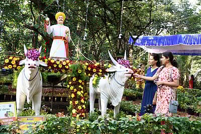 ಫಲ–ಪುಷ್ಪ ಪ್ರದರ್ಶನದಲ್ಲ ಗಮನ ಸೆಳೆದ ಎತ್ತಿನ ಗಾಡಿ: ಪ್ರಜಾವಾಣಿ ಚಿತ್ರ– ಏಕನಾಥ ಅಗಸಿಮನಿ