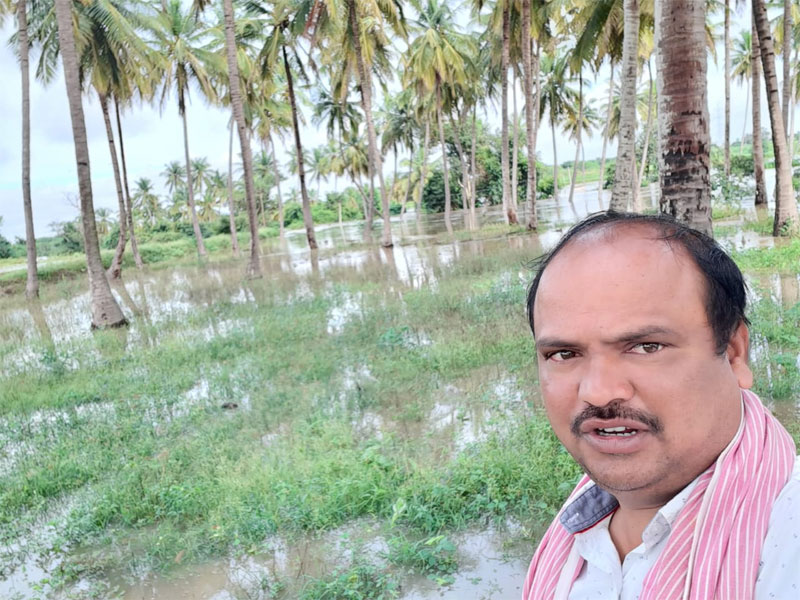 ಹಳ್ಳದ ದಂಡೆಯ ಜಮೀನುಗಳು ಜಲಾವೃತವಾಗಿವೆ
