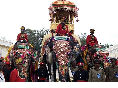 Balarama carries 750-kg golden howdah during Dasara Jamboo Savari, in Mysuru. (file photo).