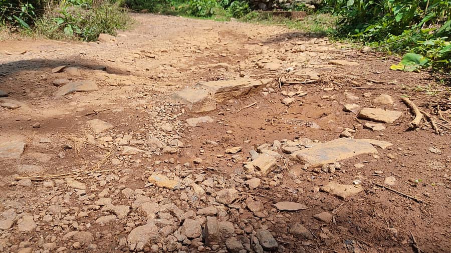 ಕಳಸ ತಾಲ್ಲೂಕಿನ ಗ್ರಾಮೀಣ ರಸ್ತೆಯೊಂದರ ದುಸ್ಥಿತಿ.