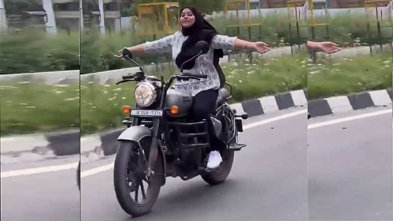 ನುಸ್ರತ್‌ ಫಾತಿಮಾ ಬೈಕ್‌ನಲ್ಲಿ ಸಂಚರಿಸುತ್ತಿರುವುದು
