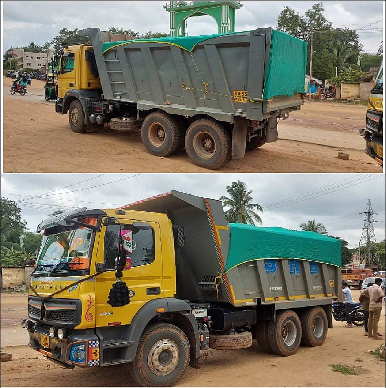 ಹರಿಹರದಲ್ಲಿ ಅನುಮತಿ ಪಡೆದದ್ದಿಂತಕ್ಕಿಂತ ಹೆಚ್ಚಿನ ಪ್ರಮಾಣದ ಮರಳು ಸಾಗಣೆ ಮಾಡುತ್ತಿದ್ದ ಲಾರಿಗಳು.