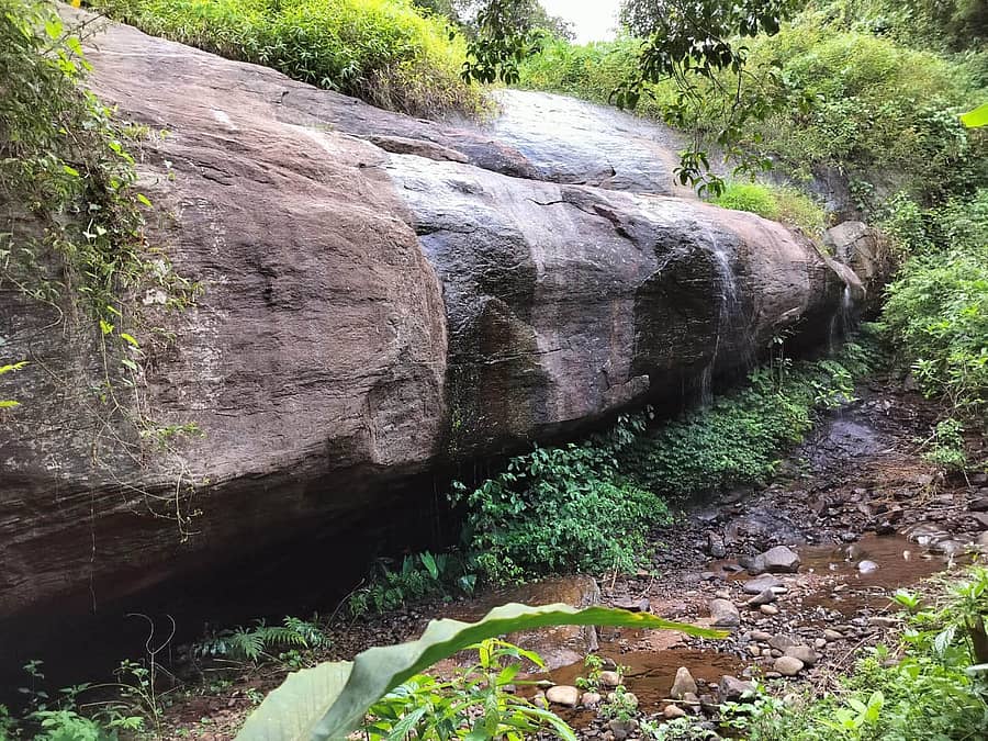 ನಾಪೋಕ್ಲು ಸಮೀಪದ ನೆಲಜಿ ಗ್ರಾಮದ ಪಾರೆಕಟ್ಟು ಜಲಪಾತದಲ್ಲಿ ನೀರಿನ ಹರಿವು ಕ್ಷೀಣಿಸಿದ್ದು ಬೃಹತ್ ಬಂಡೆಗಲ್ಲು ಗೋಚರಿಸುತ್ತಿದೆ