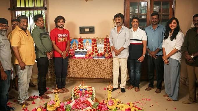 <div class="paragraphs"><p>ತಲೈವಾ–170 ಚಿತ್ರದ ಮುಹೂರ್ತದ ಸಂದರ್ಭದಲ್ಲಿ ರಜನಿಕಾಂತ್, ಟಿ.ಜಿ.ಜ್ಞಾನವೇಲ್ ಹಾಗೂ ಇತರರು</p></div>