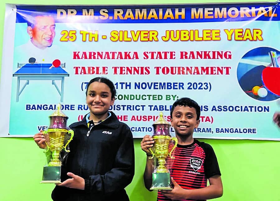 <div class="paragraphs"><p>ಪ್ರಶಸ್ತಿಯೊಂಡಿಗೆ ತನಿಷ್ಕಾ, ತಮೋಘ್ನ</p></div>