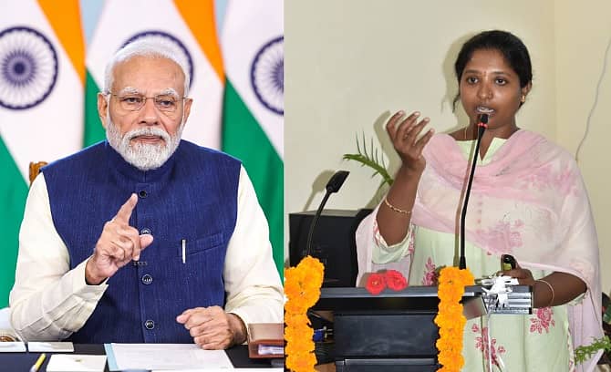 <div class="paragraphs"><p>ಪ್ರಧಾನಿ ನರೇಂದ್ರ ಮೋದಿ ಮತ್ತು ವರ್ಷಾ</p></div>