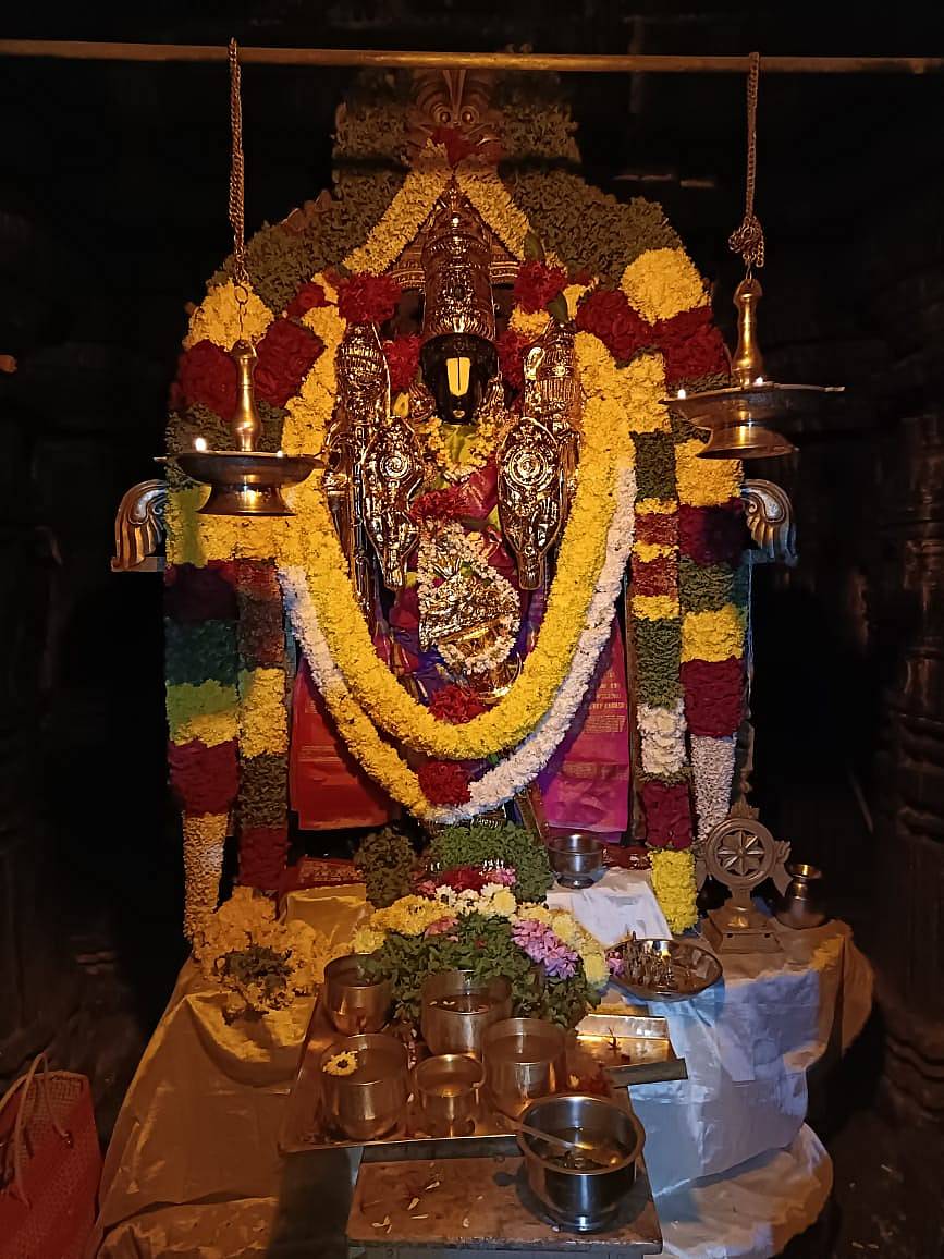 ಕೆ.ಆರ್.ಪೇಟೆ ತಾಲ್ಲೂಕಿನ ಹೊಸಹೊಳಲು ಗ್ರಾಮದಲ್ಲಿ ಲಕ್ಷ್ಮೀ ನಾರಾಯಣ ಸ್ವಾಮಿ ಮೂರ್ತಿಗೆ ವಿಶೇಷ ಅಲಂಕಾರ ಮಾಡಲಾಗಿತ್ತು