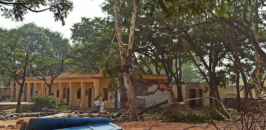 ಕುಕನೂರು ತಾಲ್ಲೂಕಿನ ಮಂಗಳೂರು ಗ್ರಾಮದ ಸರ್ಕಾರಿ ಪ್ರೌಢಶಾಲೆಯ ಆವರಣದಲ್ಲಿ ನೆಲಕ್ಕೆ ಉರುಳಿದ ಮರಗಳು
