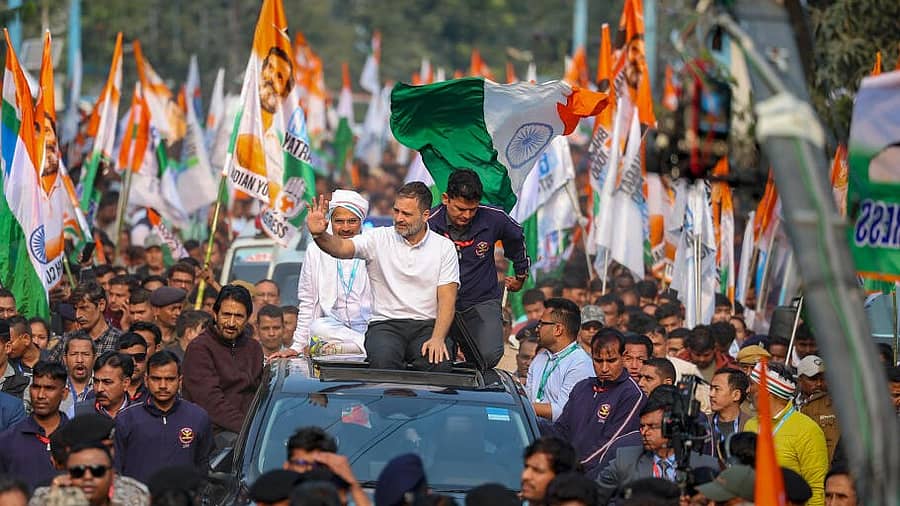 <div class="paragraphs"><p>ಭಾರತ್ ಜೋಡೊ ನ್ಯಾಯ ಯಾತ್ರೆ ವೇಳೆ ರಾಹುಲ್ ಗಾಂಧಿ</p></div>