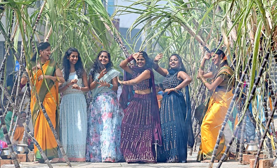 <div class="paragraphs"><p>ನಗರದ ಸುಧಾಮನಗರದ ಕೆ.ಎಸ್. ಗಾರ್ಡನ್ನಲ್ಲಿ ಸೋಮವಾರ ಮಕರ ಸಂಕ್ರಾಂತಿ ಪ್ರಯುಕ್ತ ಯುವತಿಯರು ಪೊಂಗಲ್ ತಯಾರಿ ಮಾಡಿ ಸಂಭ್ರಮದಿಂದ ಕುಣಿದರು. -ಪ್ರಜಾವಾಣಿ </p></div>