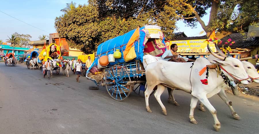 ಜೊಯಿಡಾ ತಾಲ್ಲೂಕಿನ ಉಳವಿಯಲ್ಲಿ ನಡೆಯುವ ಚನ್ನಬಸವೇಶ್ವರ ಜಾತ್ರೆಗೆ ಉತ್ತರ ಕರ್ನಾಟಕ ಭಾಗದಿಂದ ಚಕ್ಕಡಿಯಲ್ಲಿ ಸಾಗಿ ಬಂದ ಭಕ್ತರು.