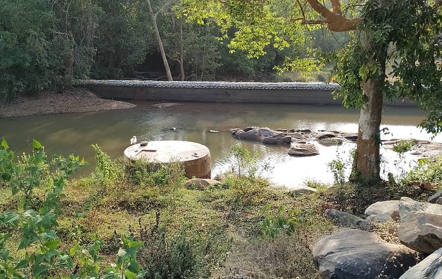 ಕೆಂಗ್ರೆ ಜಾಕ್‍ವೆಲ್ ಬಳಿ ನಿರ್ಮಿಸಿರುವ ಚೆಕ್ ಡ್ಯಾಂ ಬಹುತೇಕ ಖಾಲಿಯಾಗಿರುವುದು