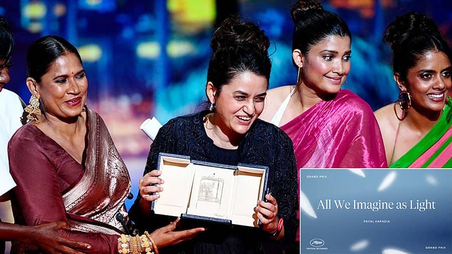 <div class="paragraphs"><p>ಫ್ರಾನ್ಸ್‌ನ ಕೇನ್‌ ನಗರದಲ್ಲಿ ನಡೆದ ಅಂತರರಾಷ್ಟ್ರೀಯ ಚಲನ ಚಿತ್ರೋತ್ಸವದಲ್ಲಿ ಭಾರತೀಯರ&nbsp;‘ಆಲ್‌ ವಿ ಇಮ್ಯಾಜಿನ್‌ ಆ್ಯಸ್‌ ಲೈಟ್‌’ ಚಿತ್ರ ಪ್ರಶಸ್ತಿ ಗೆದ್ದು ಬೀಗಿದೆ.</p></div>