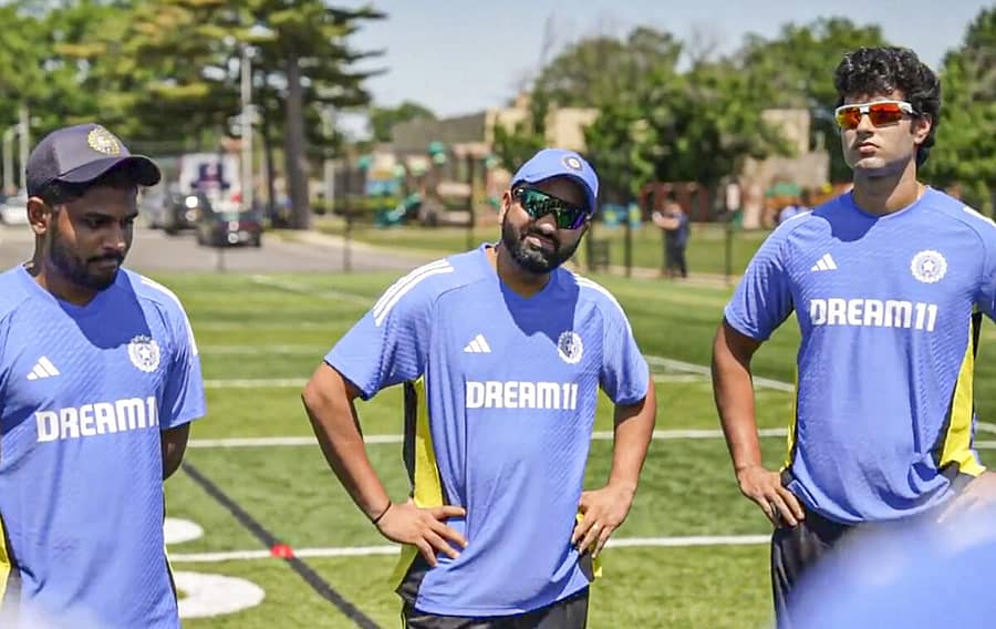 <div class="paragraphs"><p>ಸಂಜು ಸ್ಯಾಮ್ಸನ್, ರೋಹಿತ್ ಶರ್ಮಾ ಹಾಗೂ ಶಿವಂ ದುಬೆ</p></div>