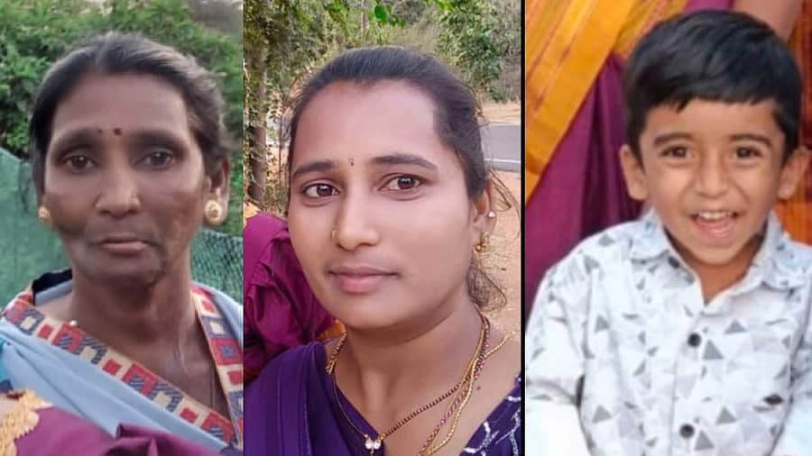 <div class="paragraphs"><p>ರಾಜೇಶ್ವರಿ, ವಸಂತ, ಮತ್ತು   ಸಾಯಿತೇಜ&nbsp;ಮೃತರು</p></div>