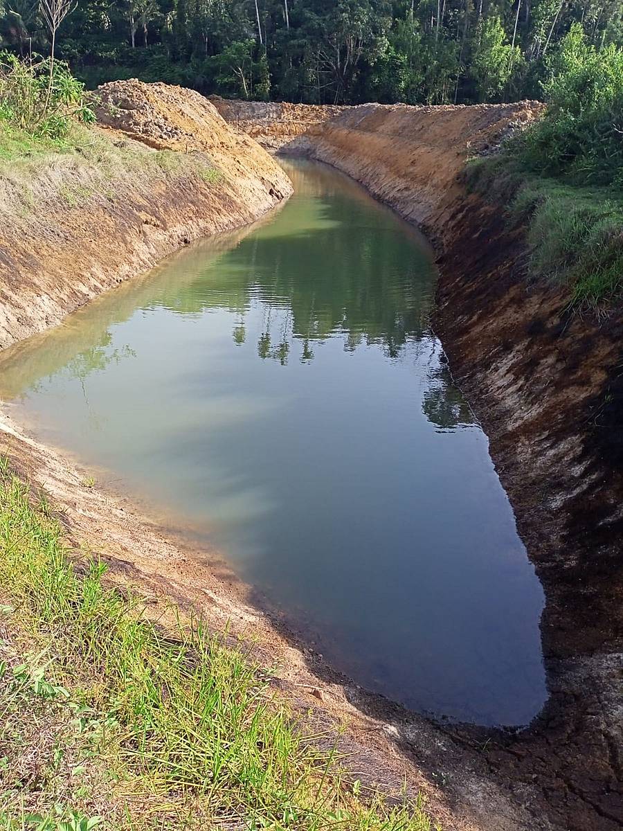 ಕಾಫಿ ತೋಟಕ್ಕೆ ನೀರು ಹಾಯಿಸಲು  ನಾಪೋಕ್ಲು ಸಮೀಪದ ಬೇತು ಗ್ರಾಮದಲ್ಲಿನ ಕೆರೆಯೊಂದನ್ನು ವಿಸ್ತರಿಸಿರುವುದು.