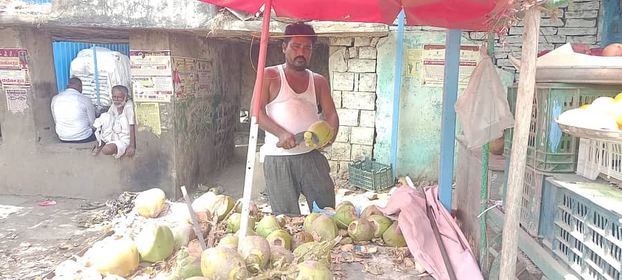 ಯಡ್ರಾಮಿ ತಾಲ್ಲೂಕಿನ ನಾಗರಹಳ್ಳಿಯಲ್ಲಿ ಮಾರಾಟಕ್ಕೆ ಇಟ್ಟಿರುವ ಎಳನೀರು